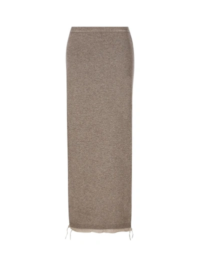 Fendi Knitted Long Skirt In Beige Melange