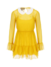 Gucci Mini Dress With Ruffled Cuffs And Sheer Sleeves In Calendula/mix