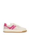 Hogan Logo-patch Leather Sneakers In White/fuchsey