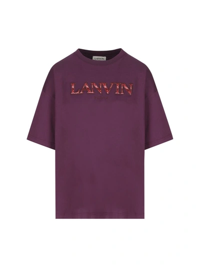 Lanvin Logo-appliqué Cotton T-shirt In Cassis