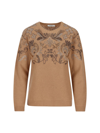Max Mara Water Drill Decorated Wool And Cashmere Sweaters In Camel
