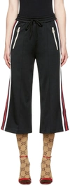 GUCCI BLACK CROPPED WIDE-LEG TRACK trousers,479530 X5R33