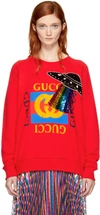 GUCCI Red Embroidered UFO Sweatshirt
