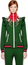 GUCCI GREEN EMBROIDERED FLORAL TRACK JACKET,479536 X9D18