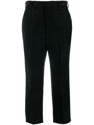 Rick Owens Pintuck Cropped Trousers In Black