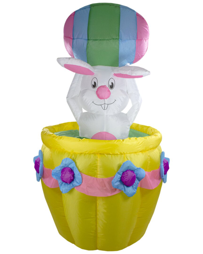 Northlight 5.5ft Lighted & Animated Inflatable Bunny & Basket Outdoor Decoration In Green