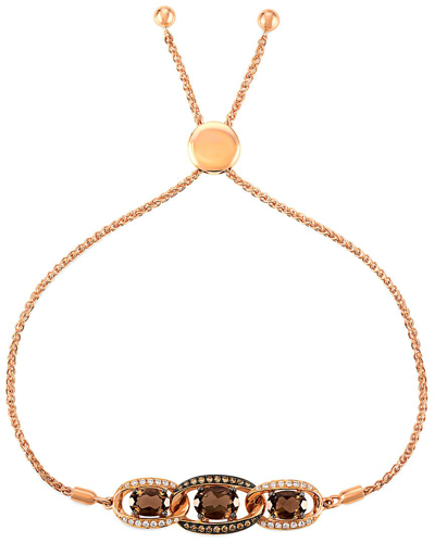LE VIAN LE VIAN CHOCOLATE QUARTZ 14K ROSE GOLD 2.66 CT. TW. DIAMOND & SMOKY QUARTZ BOLO BRACELET