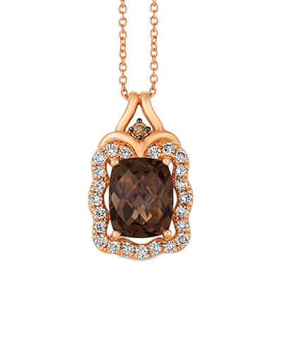 LE VIAN LE VIAN CHOCOLATE QUARTZ 14K ROSE GOLD 3.04 CT. TW. DIAMOND & SMOKY QUARTZ PENDANT