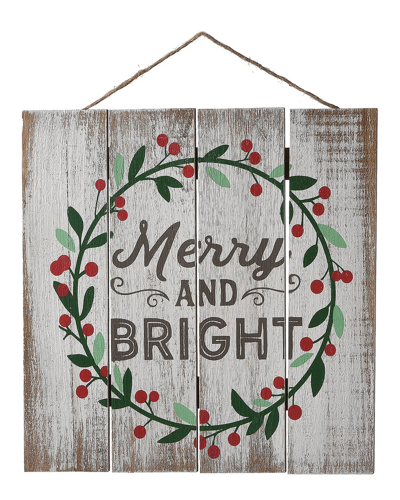 National Tree Company 13in Christmas Holiday Wall Sign In White