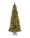 National Tree Company 6.5ft Glittery Bristle Slim Pine Tree With Clear Lights In Green
