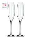WATERFORD WATERFORD SET OF 2 ELEGANCE OPTIC CHAMPAGNE FLUTES WITH $10 CREDIT