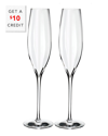 Waterford Elegance Optic Classic Set Of 2 Lead Crystal Champagne Flutes