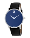 Movado Men's 40mm Ultra Slim Watch With Leather Strap Blue Museum Dial
