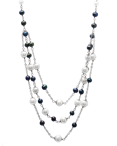 Splendid Pearls Rhodium Plated Silver 6-9mm Freshwater Pearl Necklace