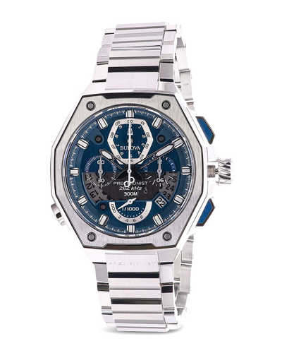 Bulova Men's Precisionist Blue Dial Watch In Silver