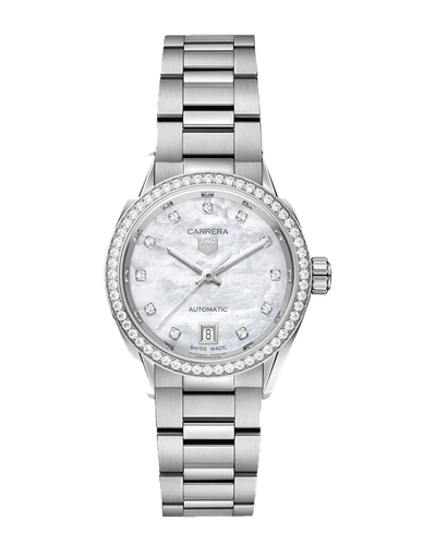 Tag Heuer Women's Carrera Stainless Steel & 0.088 Tcw Diamond Bracelet Watch In White