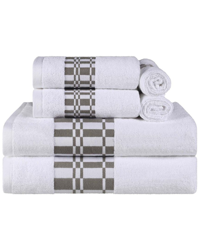 Superior Larissa Cotton 6pc Assorted Towel Set With Geometric Embroidered  Border