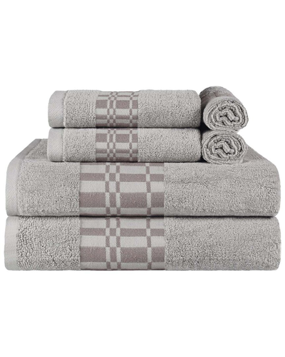 Superior Larissa Cotton 6pc Assorted Towel Set With Geometric Embroidered  Border