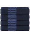 Superior Larissa Cotton 4pc Bath Towel Set With Geometric Embroidered Border