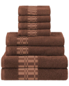 SUPERIOR SUPERIOR LARISSA COTTON 8PC ASSORTED TOWEL SET WITH GEOMETRIC EMBROIDERED  BORDER