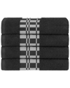 Superior Larissa Cotton 4pc Bath Towel Set With Geometric Embroidered Border