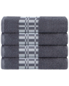 SUPERIOR SUPERIOR LARISSA COTTON 4PC BATH TOWEL SET WITH GEOMETRIC EMBROIDERED BORDER