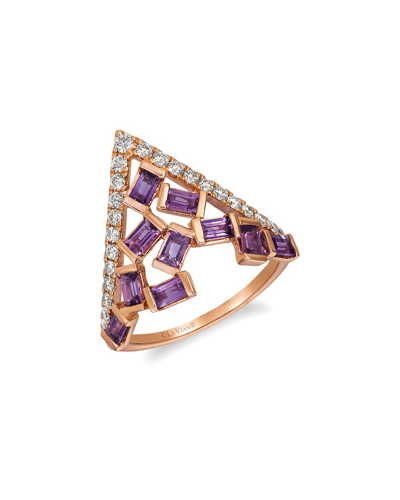 Le Vian Baguette Frenzy 14k Rose Gold 1.23 Ct. Tw. Diamond & Amethyst Half-eternity Ring