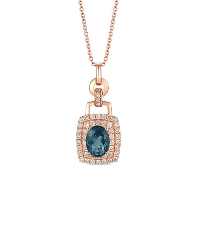 Le Vian Deep Sea Blue Topaz 14k Rose Gold 2.04 Ct. Tw. Diamond & London Blue Topaz Pendant