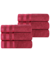 SUPERIOR SUPERIOR SET OF 6 ZERO TWIST COTTON DOBBY BORDER PLUSH SOFT ABSORBENT HAND  TOWELS