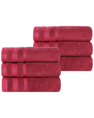 Superior Set Of 6 Zero Twist Cotton Dobby Border Plush Soft Absorbent Hand  Towels