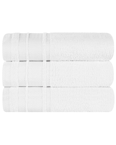 Superior Set Of 3 Zero Twist Cotton Dobby Border Plush Soft Absorbent Bath  Towels