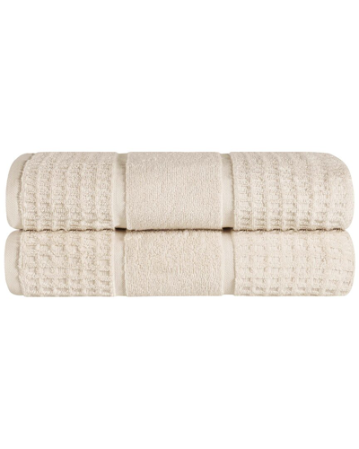 Superior Set Of 2 Zero Twist Cotton Waffle Honeycomb Plush Soft Absorbent Bath  Sheets