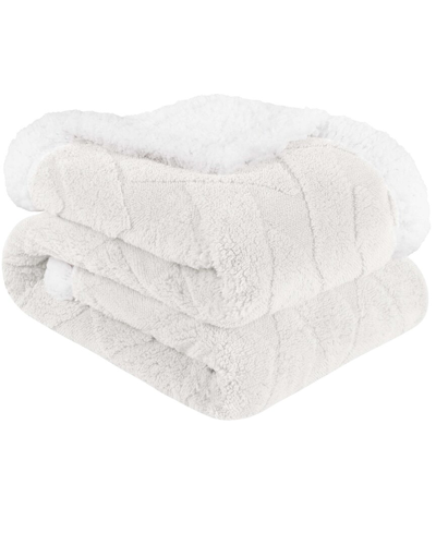 Superior Reversible Jacquard Lattice Fleece Plush Sherpa Throw
