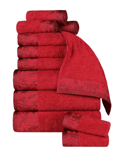 Superior Wisteria Cotton 12pc Assorted Towel Set With Floral Bohemian  Embroidered Jacquard Border