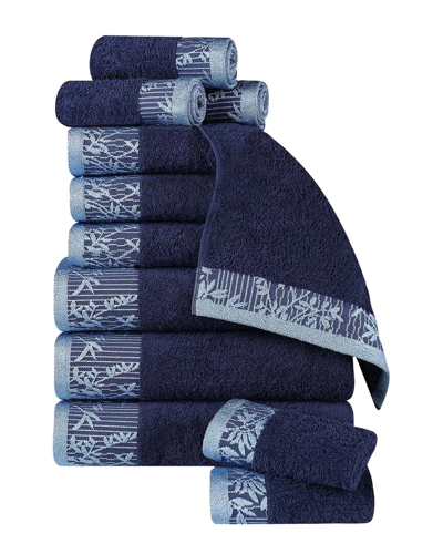 Superior Wisteria Cotton 12pc Assorted Towel Set With Floral Bohemian  Embroidered Jacquard Border