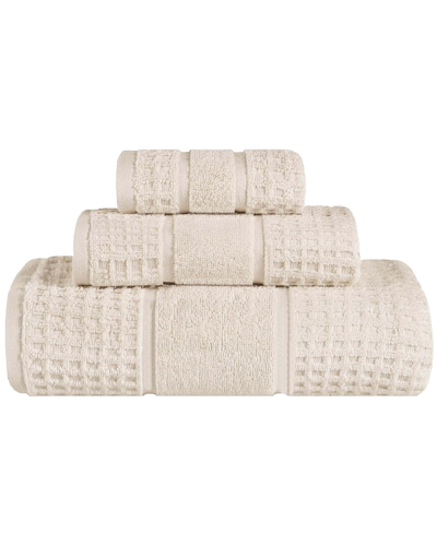 Superior 3pc Zero Twist Cotton Waffle Honeycomb Plush Soft Absorbent Towel Set