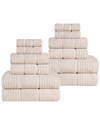 SUPERIOR SUPERIOR 12PC ZERO TWIST COTTON WAFFLE HONEYCOMB PLUSH SOFT ABSORBENT TOWEL  SET