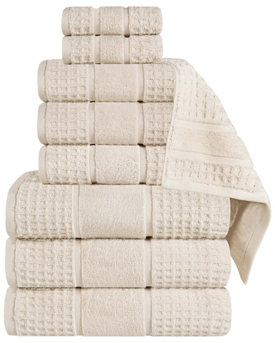 Superior 9pc Zero Twist Cotton Waffle Honeycomb Plush Soft Absorbent Towel Set