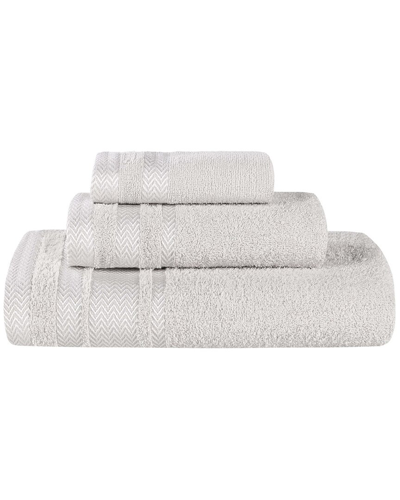 SUPERIOR SUPERIOR 3PC ZERO TWIST COTTON DOBBY BORDER PLUSH SOFT ABSORBENT TOWEL SET