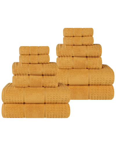 Superior 12pc Zero Twist Cotton Waffle Honeycomb Plush Soft Absorbent Towel  Set