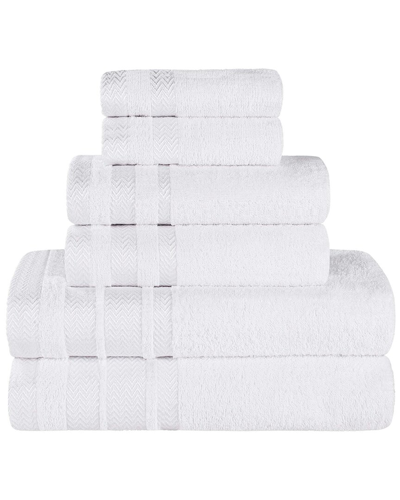 Superior 6pc Zero Twist Cotton Dobby Border Plush Soft Absorbent Towel Set