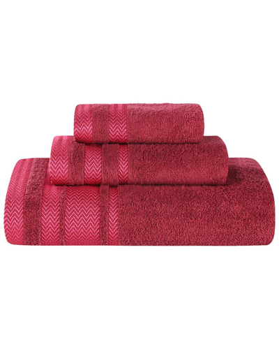 Superior 3pc Zero Twist Cotton Dobby Border Plush Soft Absorbent Towel Set