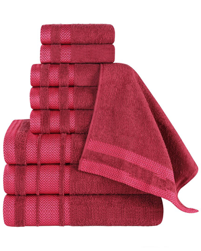 Superior 9pc Zero Twist Cotton Dobby Border Plush Soft Absorbent Towel Set