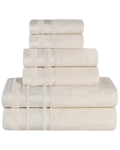 Superior 6pc Zero Twist Cotton Dobby Border Plush Soft Absorbent Towel Set