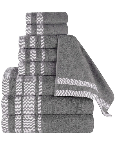 Superior 9pc Zero Twist Cotton Dobby Border Plush Soft Absorbent Towel Set