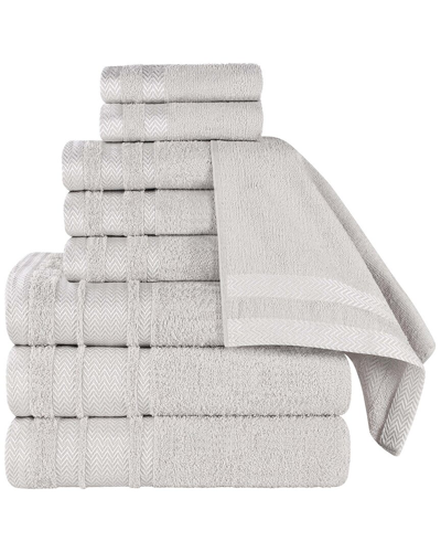 Superior 9pc Zero Twist Cotton Dobby Border Plush Soft Absorbent Towel Set