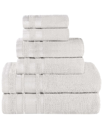 Superior 6pc Zero Twist Cotton Dobby Border Plush Soft Absorbent Towel Set