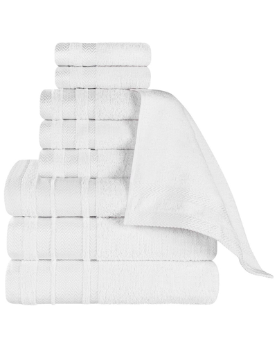 Superior 9pc Zero Twist Cotton Dobby Border Plush Soft Absorbent Towel Set