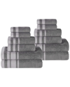 SUPERIOR SUPERIOR 12PC ZERO TWIST COTTON DOBBY BORDER PLUSH SOFT ABSORBENT TOWEL SET