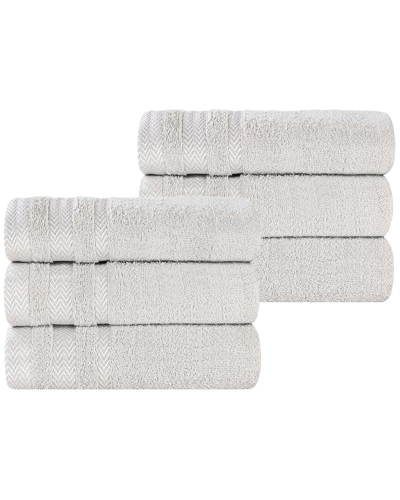 Superior Set Of 6 Zero Twist Cotton Dobby Border Plush Soft Absorbent Hand  Towels In White